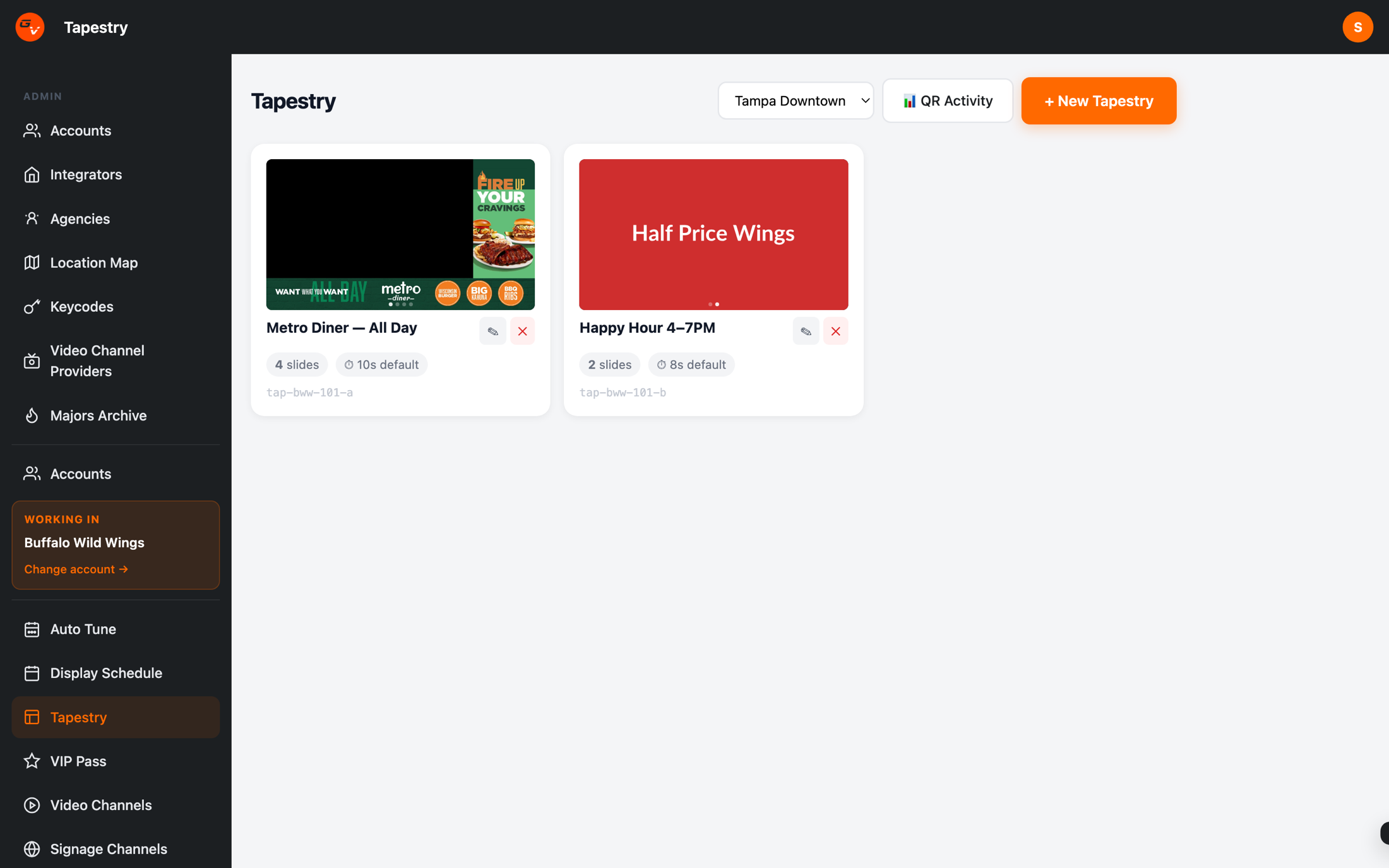 GameView Manager — the Tapestry workspace inside the portal
